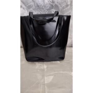 Kate Spade Tote Bag Womens Medium Black Patent Leather Made In Italy Red Lining